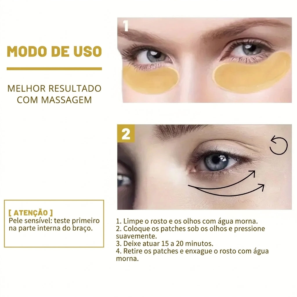 Patches de olhos com colagénio e ouro — 8 pares